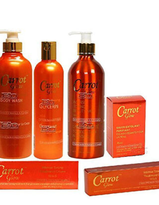 Carrot Glow Set-1 (Body Wash 27oz + Glycerin 16.8oz + Lotion 16.8oz + Soap 7oz + Cream 1.7oz + Gel 1oz) 